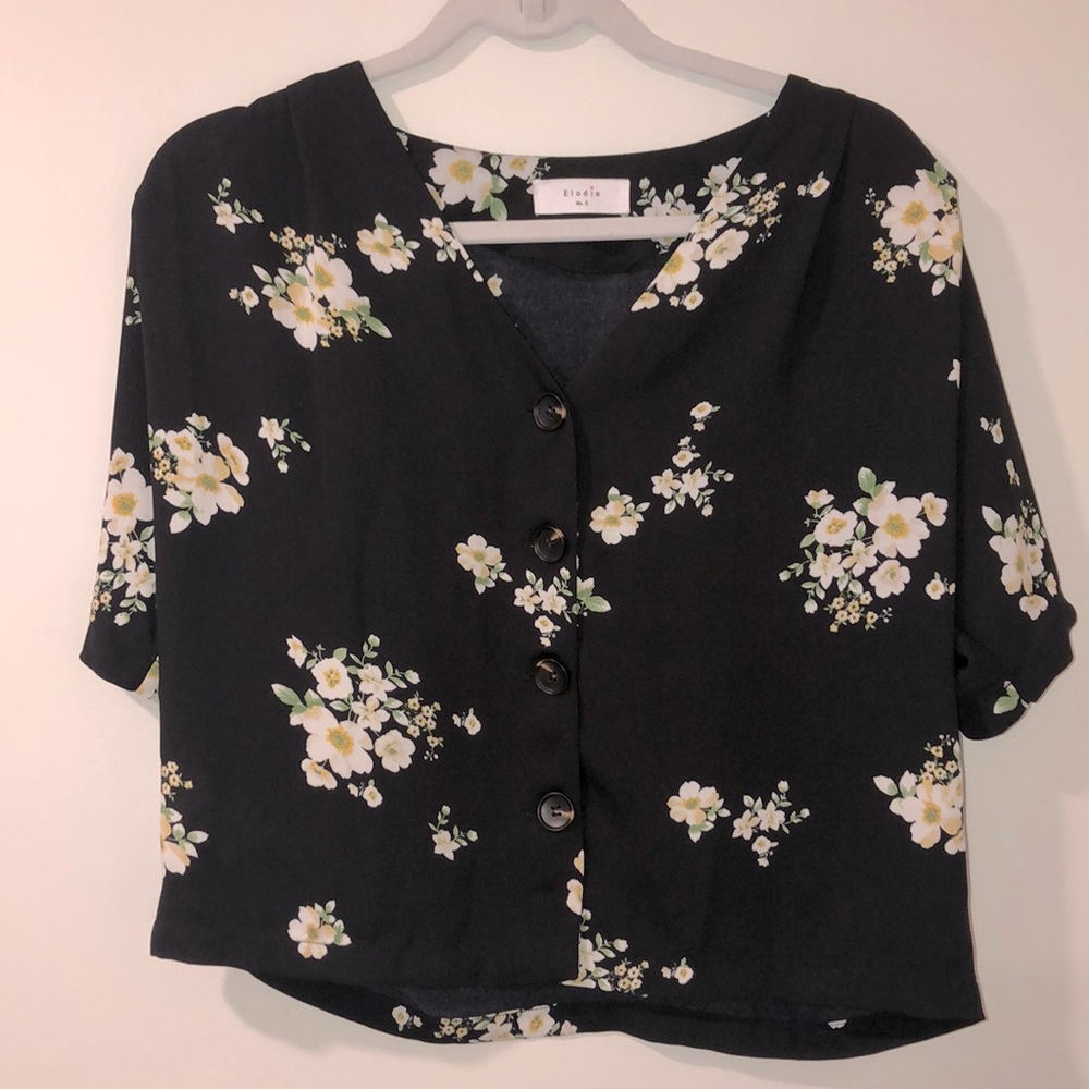 Floral button down crop